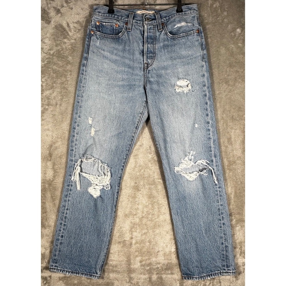 Levi's Premium Big E Straight Jeans Men‎ 27 button fly Good Distressed 29x26